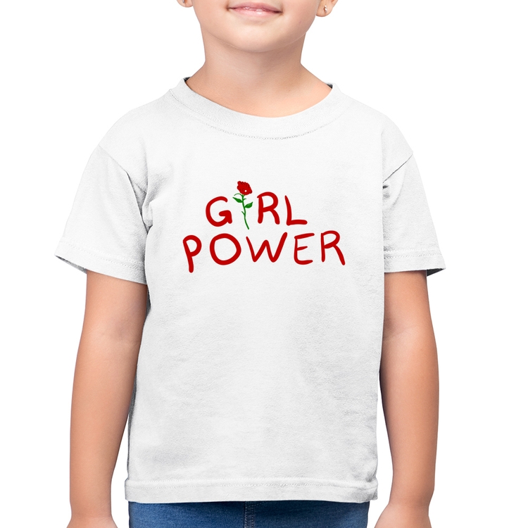 Camiseta Algodão Infantil Girl Power - Branca