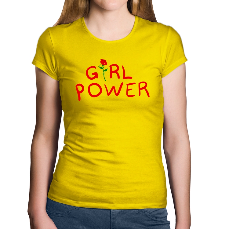 Baby Look Algodão Girl Power - Amarela