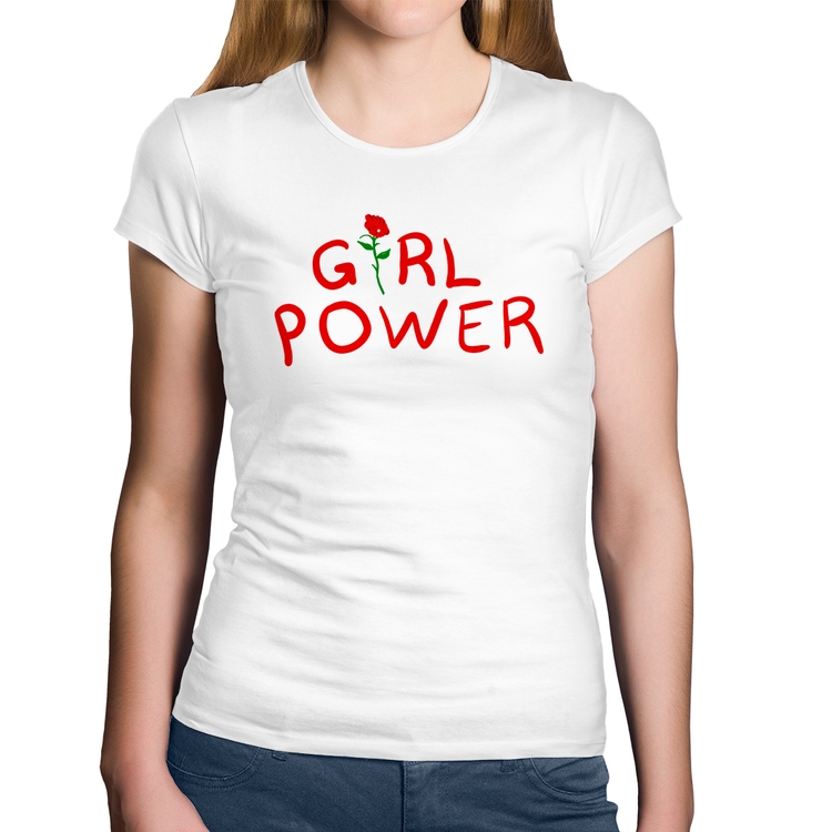 Baby Look Algodão Girl Power - Branca