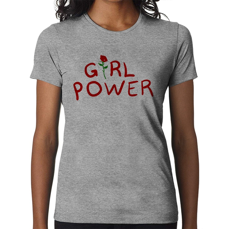Baby Look Girl Power - Cinza