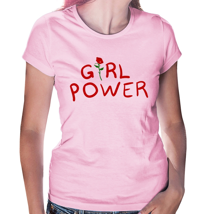 Baby Look Girl Power - Rosa Bebê