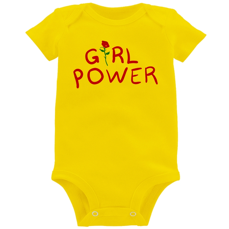 Body Bebê Girl Power - Amarelo