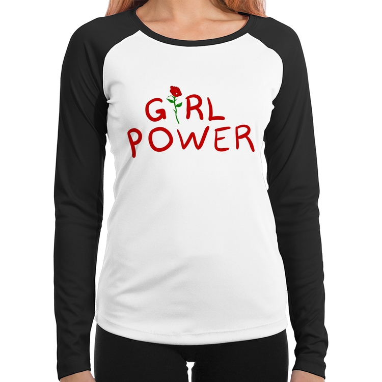 Baby Look Raglan Girl Power Manga Longa