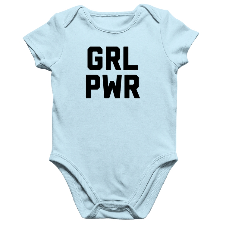 Body Bebê Algodão Grl Pwr - Girl Power - Azul Bebê