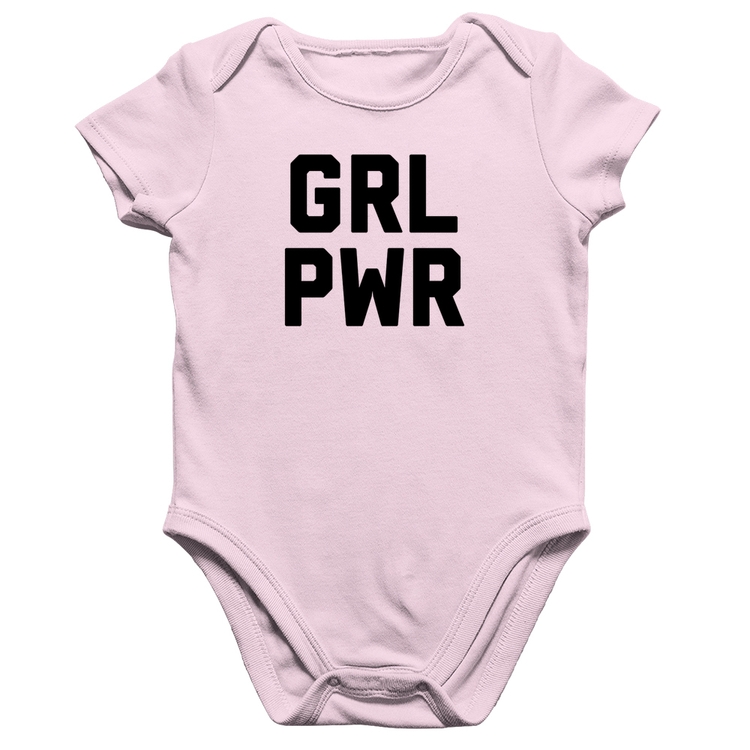 Body Bebê Algodão Grl Pwr - Girl Power - Rosa Bebê