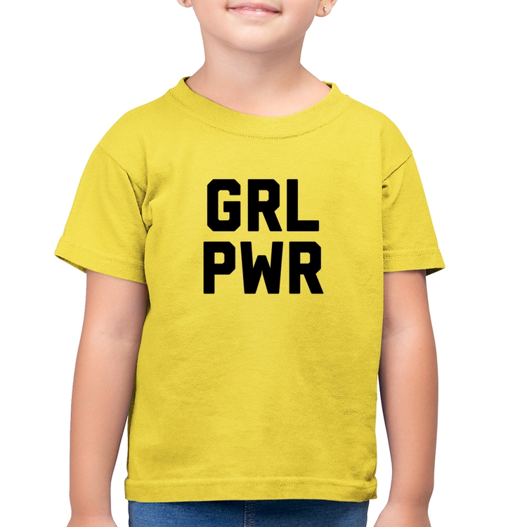 Camiseta Algodão Infantil Grl Pwr - Girl Power - Amarelo Canário