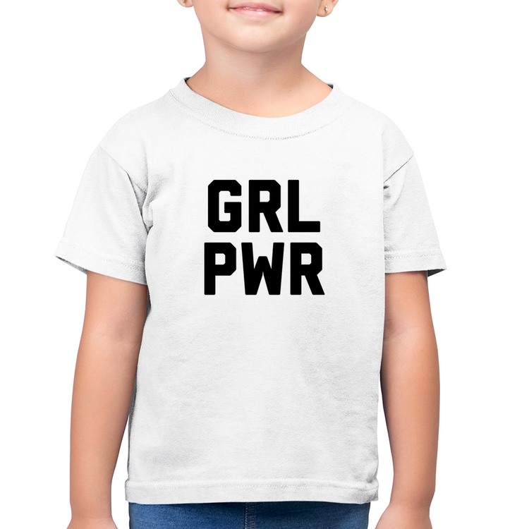 Camiseta Algodão Infantil Grl Pwr - Girl Power - Branca