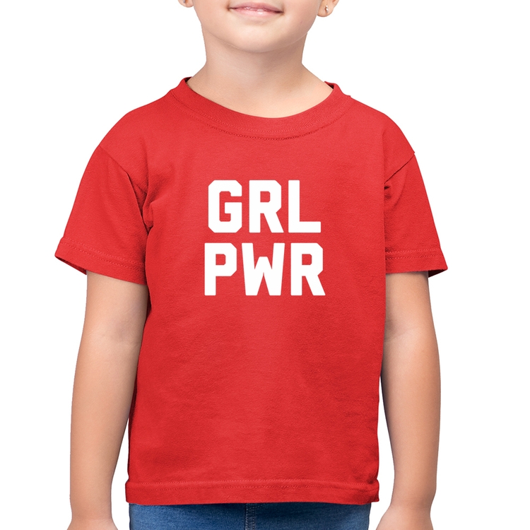 Camiseta Algodão Infantil Grl Pwr - Girl Power - Vermelha