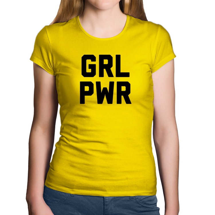 Baby Look Algodão Grl Pwr - Girl Power - Amarela