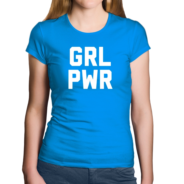Baby Look Algodão Grl Pwr - Girl Power - Azul