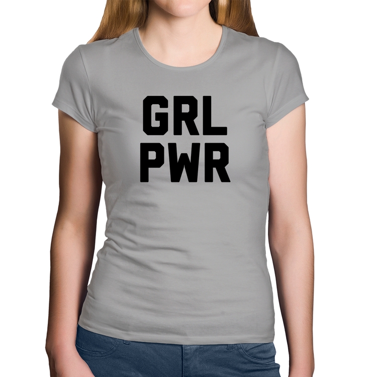 Baby Look Algodão Grl Pwr - Girl Power - Cinza