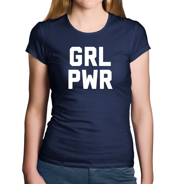 Baby Look Algodão Grl Pwr - Girl Power - Marinho