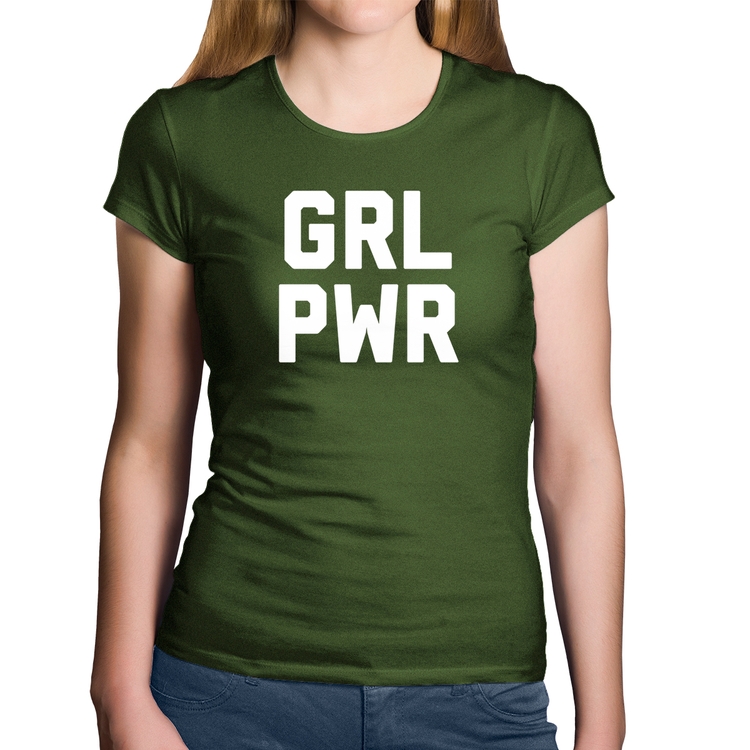 Baby Look Algodão Grl Pwr - Girl Power - Musgo