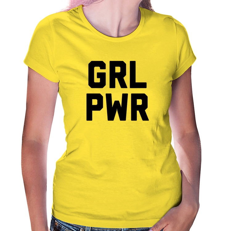 Baby Look Grl Pwr - Girl Power - Amarela