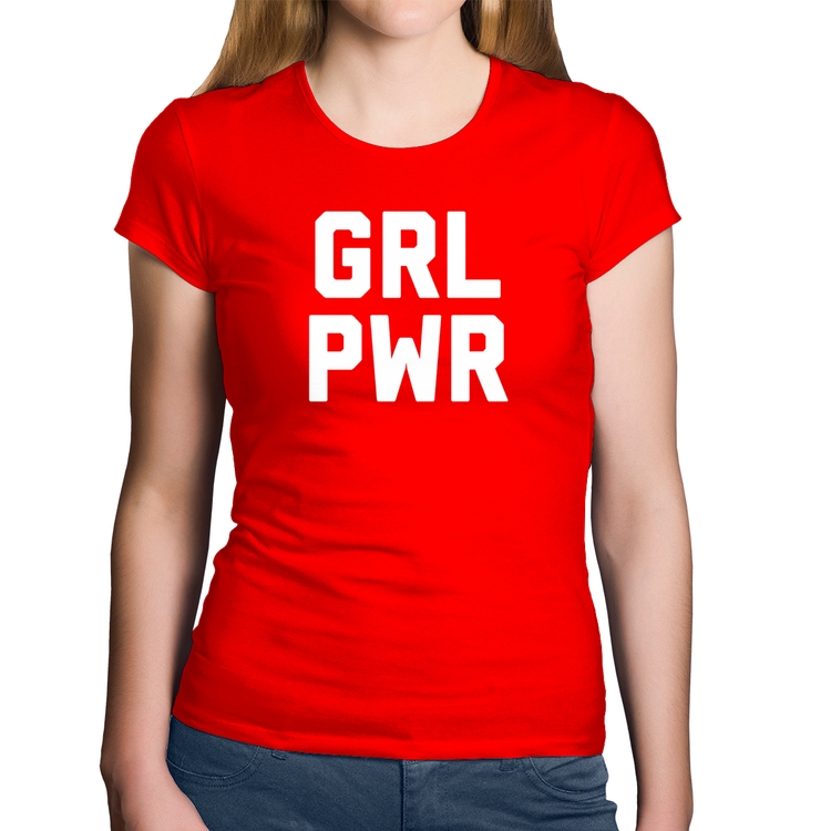 Baby Look Algodão Grl Pwr - Girl Power - Vermelha
