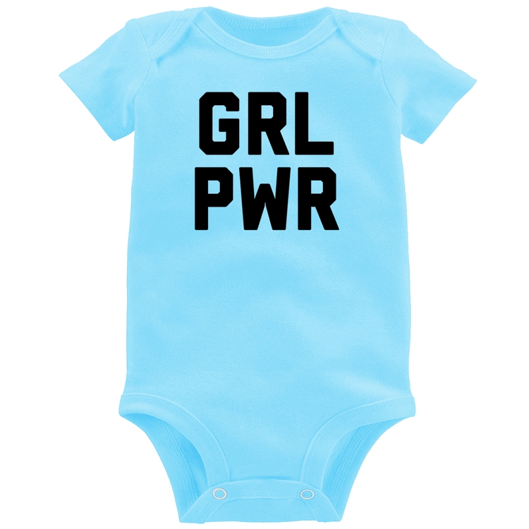 Body Bebê Grl Pwr - Girl Power - Azul Bebê