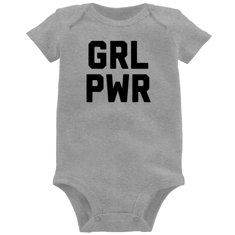 Body Bebê Grl Pwr - Girl Power - Cinza