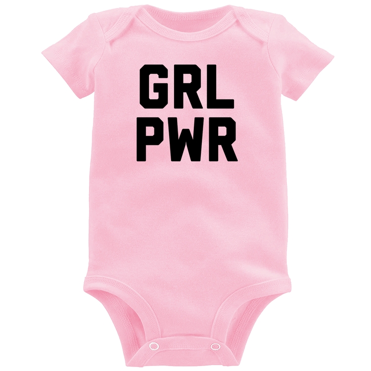 Body Bebê Grl Pwr - Girl Power - Rosa Bebê