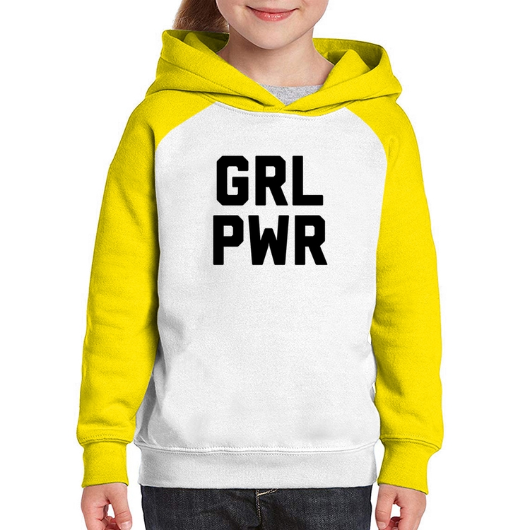 Moletom Infantil Grl Pwr - Girl Power - Branco/Amarelo