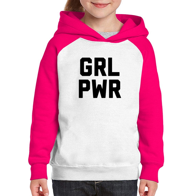Moletom Infantil Grl Pwr - Girl Power - Branco/Rosa