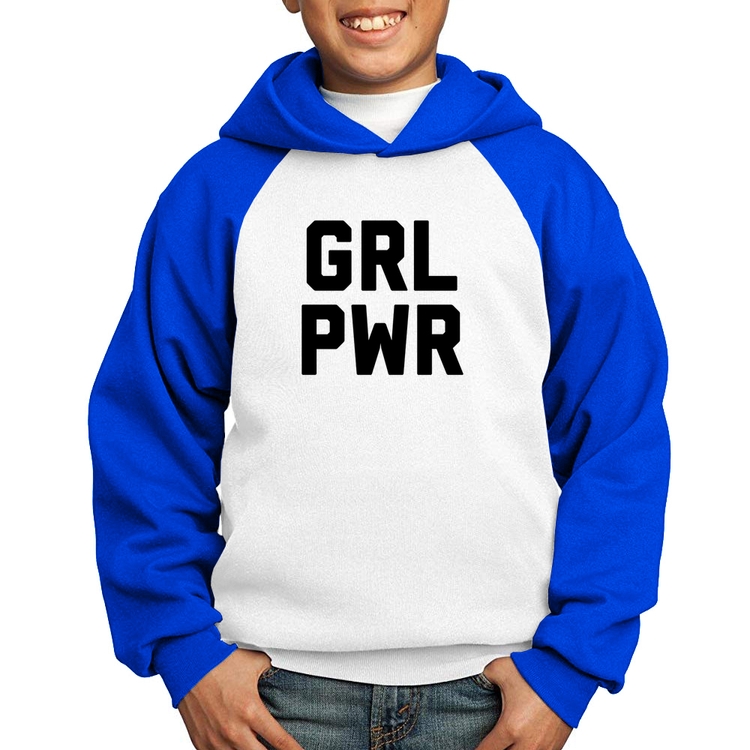 Moletom Infantil Grl Pwr - Girl Power - Branco/Azul