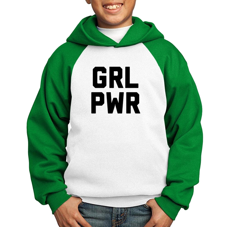 Moletom Infantil Grl Pwr - Girl Power - Branco/Verde