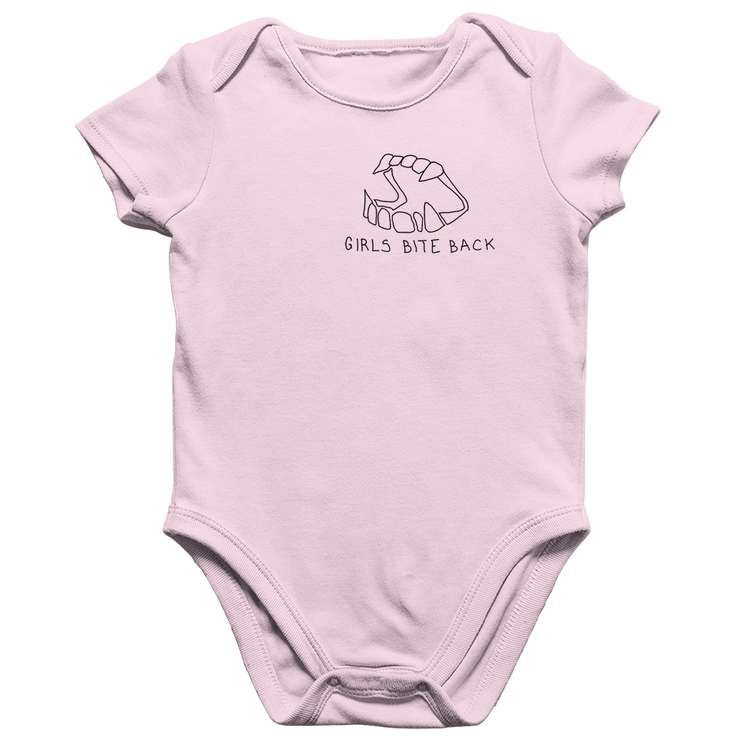 Body Bebê Algodão Girls bite back - Rosa Bebê