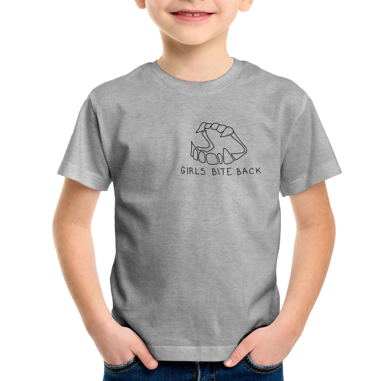 Camiseta Infantil Girls bite back - Cinza