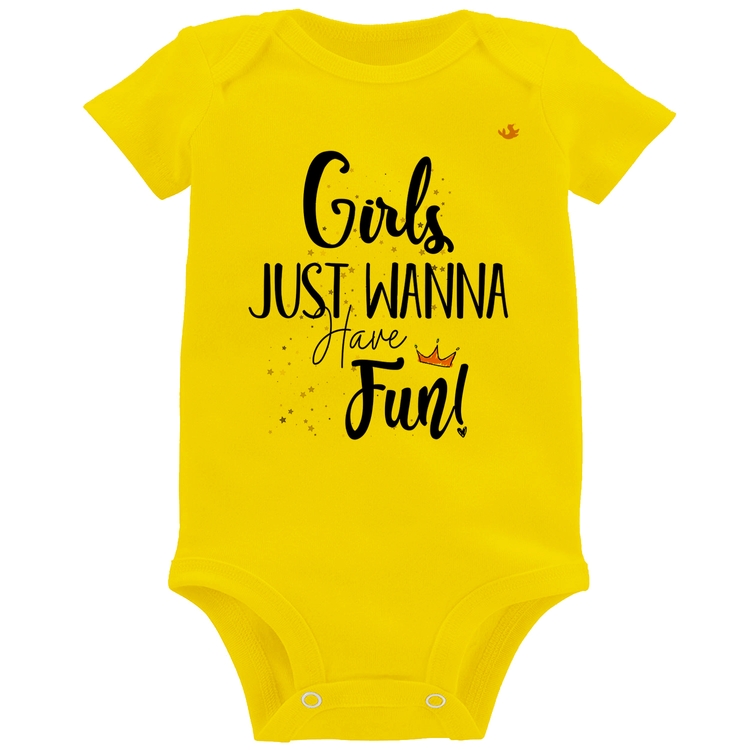 Body Bebê Girls just wanna have fun! - Amarelo
