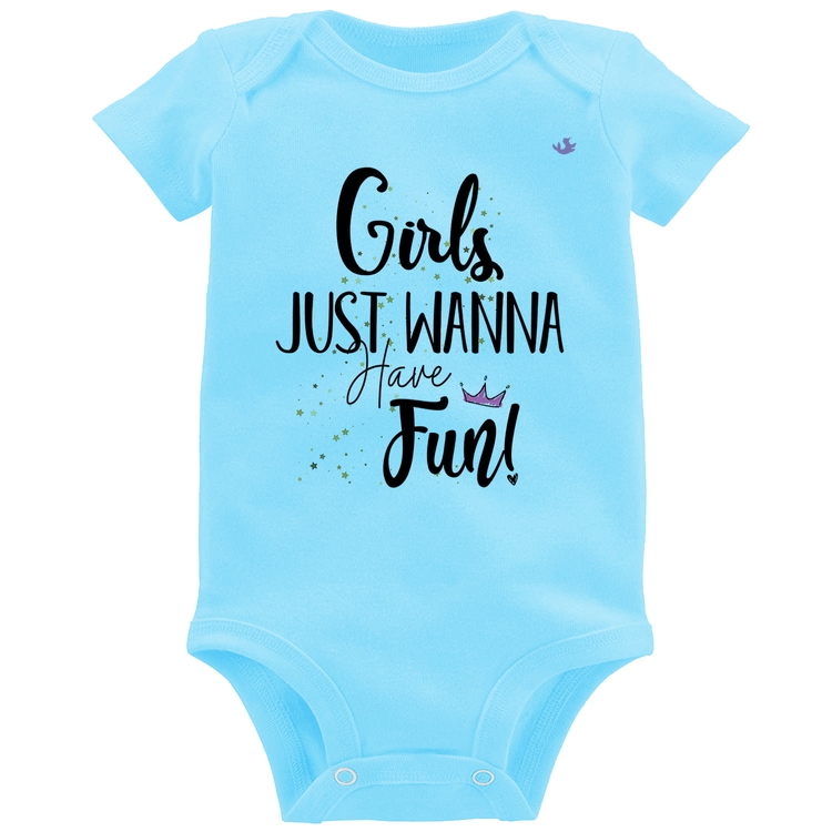 Body Bebê Girls just wanna have fun! - Azul Bebê