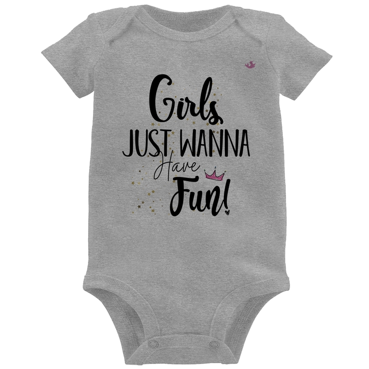 Body Bebê Girls just wanna have fun! - Cinza