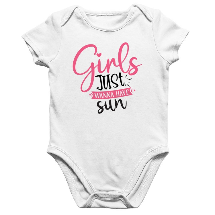 Body Bebê Algodão Girls Just Wanna Have Sun - Branco