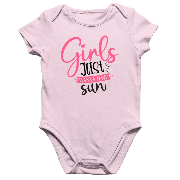 Body Bebê Algodão Girls Just Wanna Have Sun - Rosa Bebê