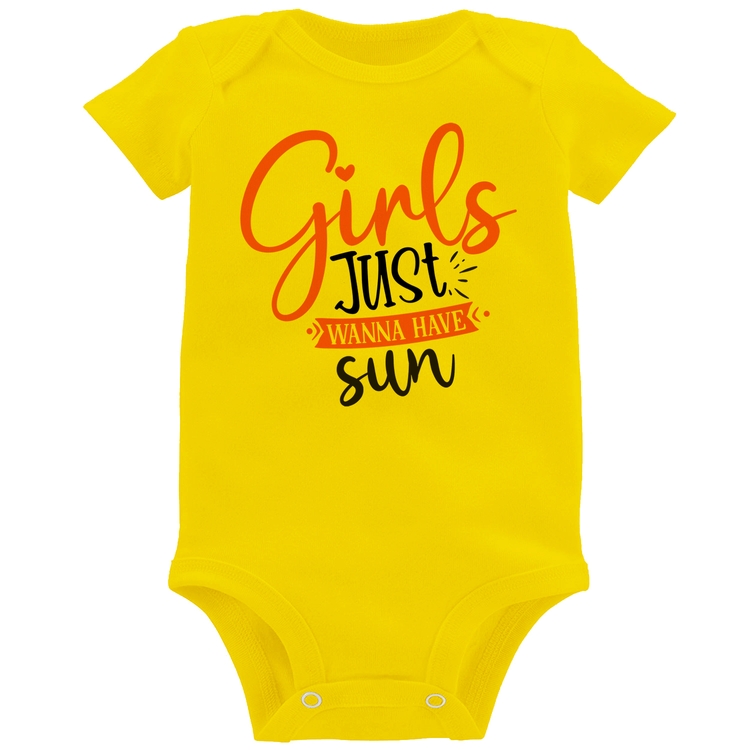 Body Bebê Girls Just Wanna Have Sun - Amarelo