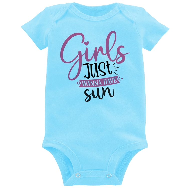 Body Bebê Girls Just Wanna Have Sun - Azul Bebê
