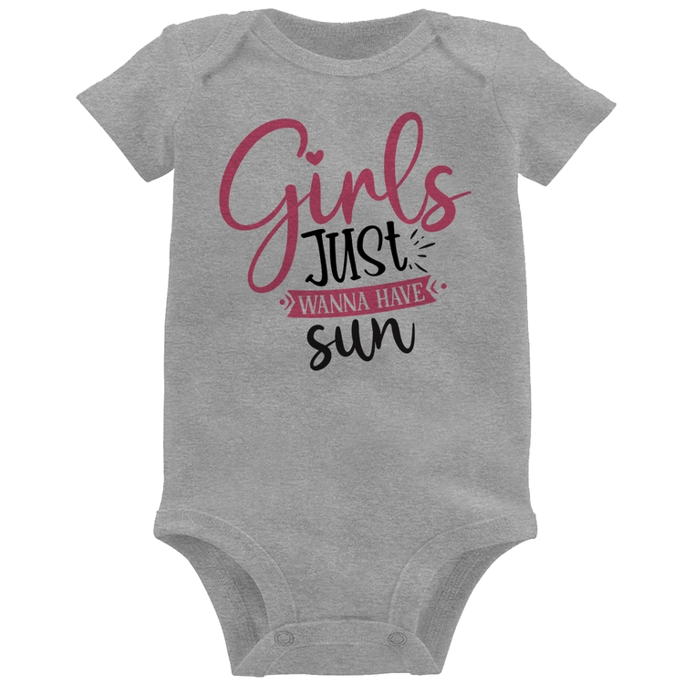 Body Bebê Girls Just Wanna Have Sun - Cinza