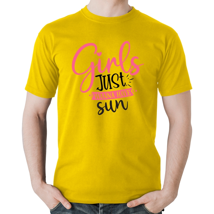 Camiseta Algodão Girls Just Wanna Have Sun - Amarela
