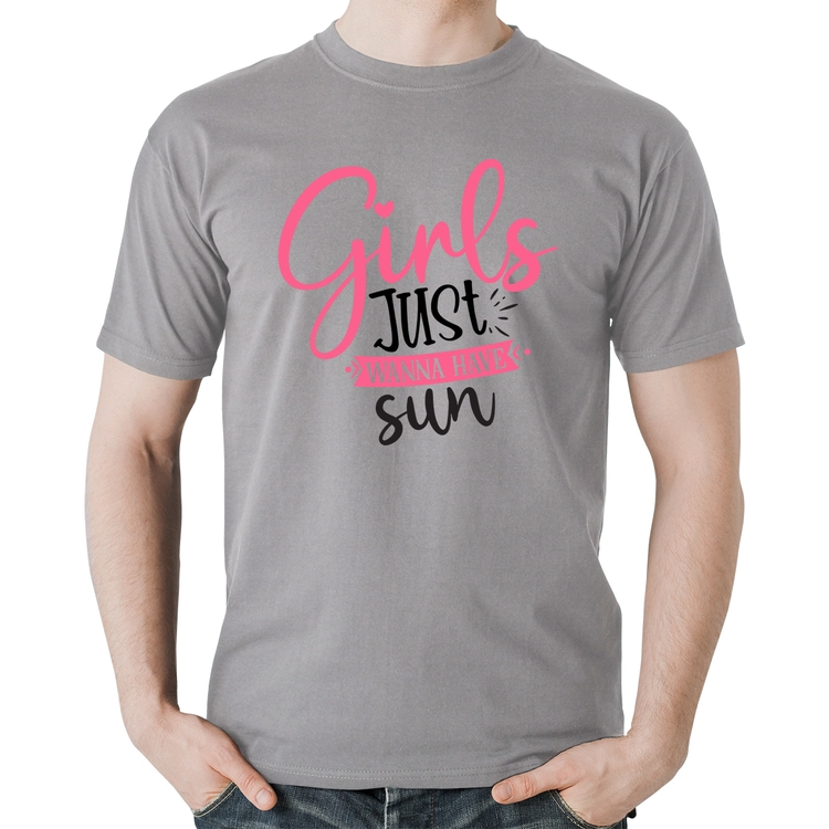 Camiseta Algodão Girls Just Wanna Have Sun - Cinza