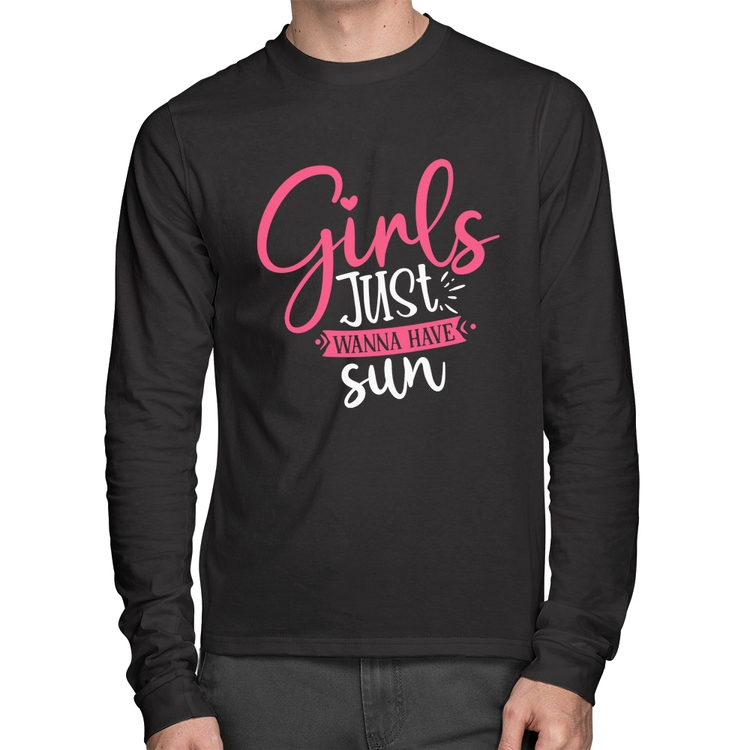 Camiseta Algodão Girls Just Wanna Have Sun Manga Longa