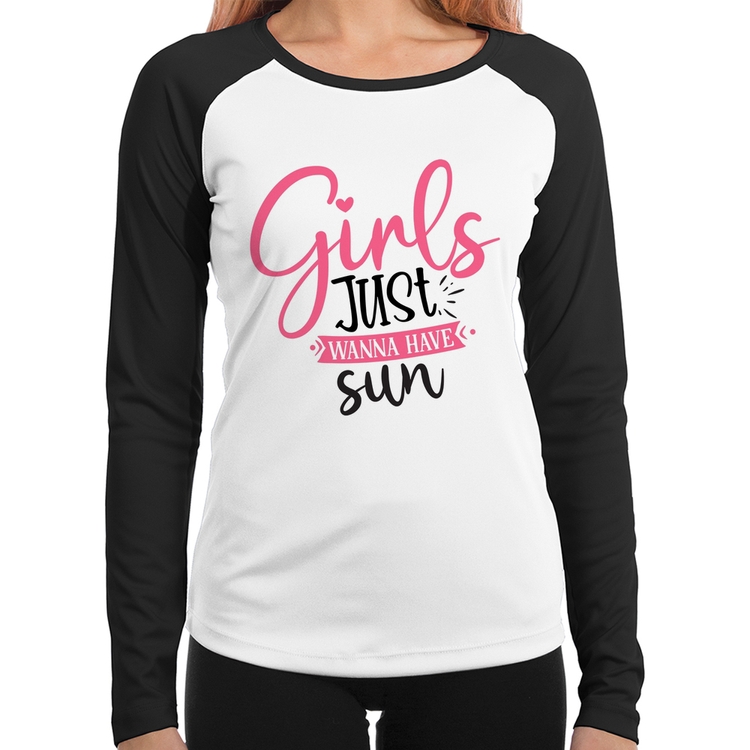 Baby Look Raglan Girls Just Wanna Have Sun Manga Longa