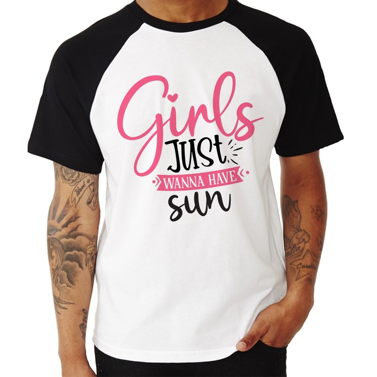 Camiseta Raglan Girls Just Wanna Have Sun