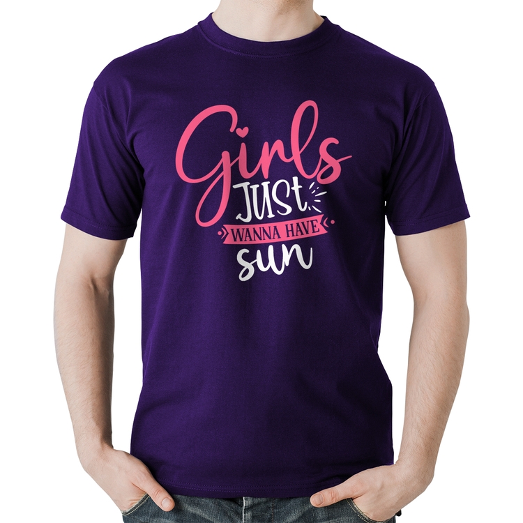 Camiseta Algodão Girls Just Wanna Have Sun - Roxa