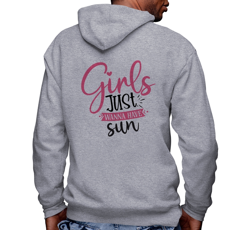 Blusa Moletom Girls Just Wanna Have Sun Masculina com Capuz e Zíper - Mescla