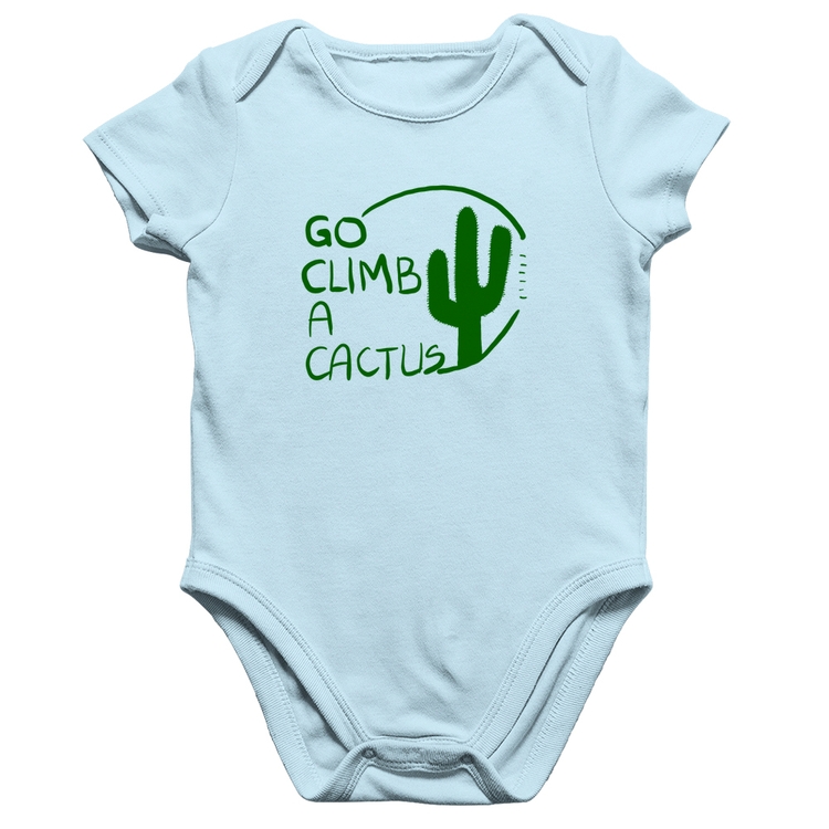Body Bebê Algodão Go climb a cactus - Azul Bebê