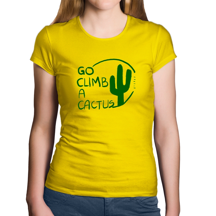 Baby Look Algodão Go climb a cactus - Amarela