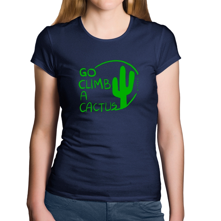 Baby Look Algodão Go climb a cactus - Marinho