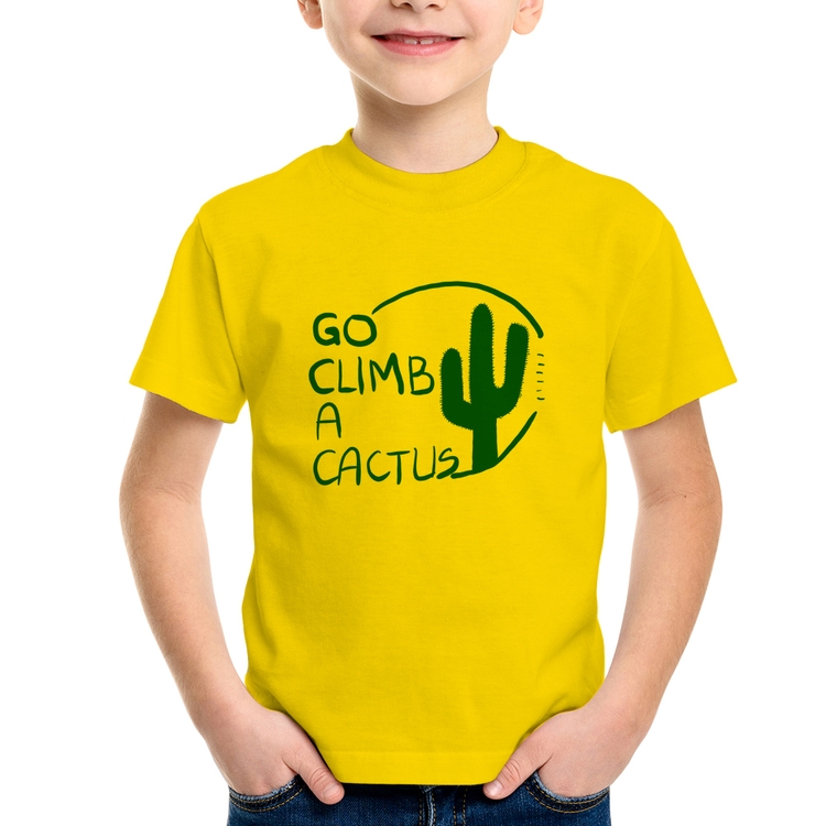Camiseta Infantil Go climb a cactus - Amarela