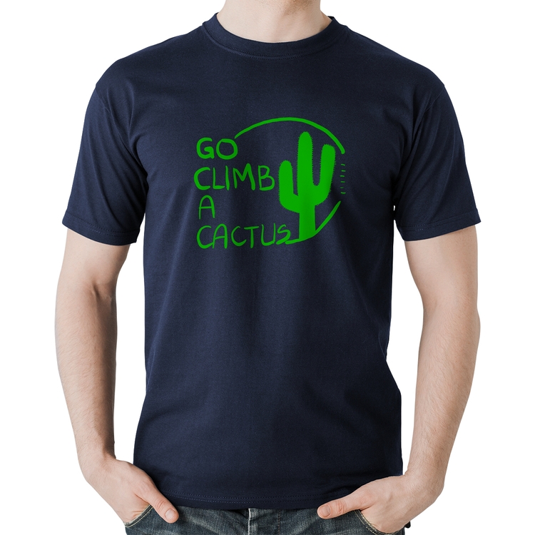 Camiseta Algodão Go climb a cactus - Marinho
