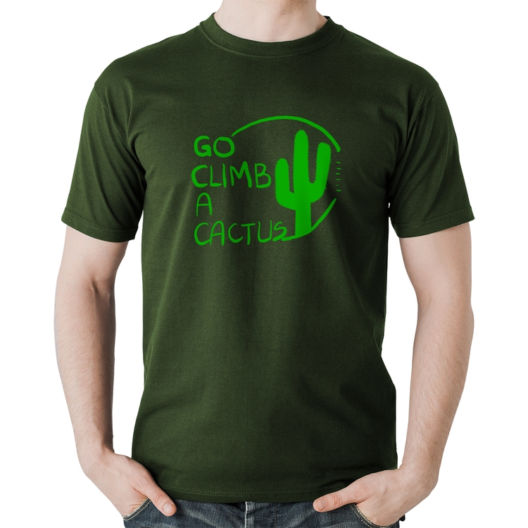 Camiseta Algodão Go climb a cactus - Musgo