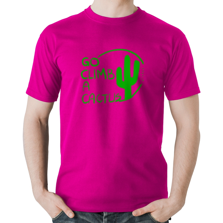 Camiseta Algodão Go climb a cactus - Rosa
